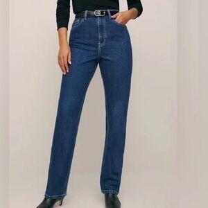 Reformation Pamela High Rise Straight-Leg Jeans in Dark Blue Size 26